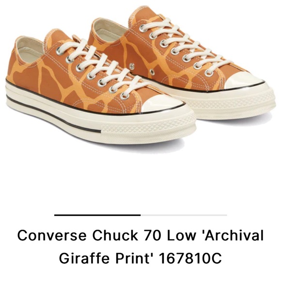 Unisex Converse Chuck 70 Low “Archival Giraffe Print” Sneakers - Picture 6 of 7